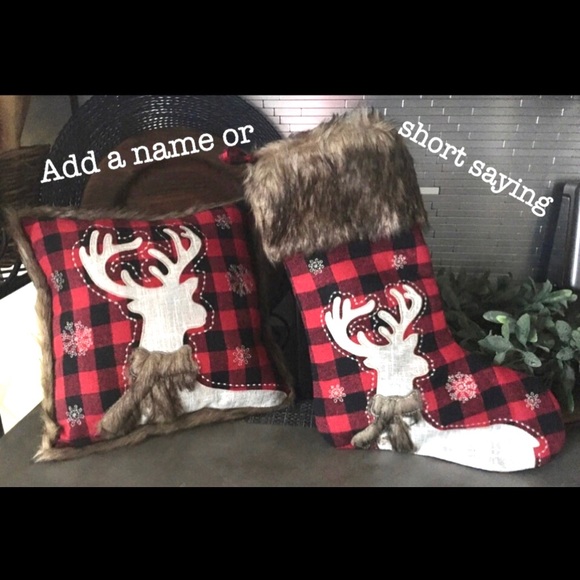 Handmade Other - 🌲🔥🦋❤️Personalized Holiday Pillow & Stocking Set